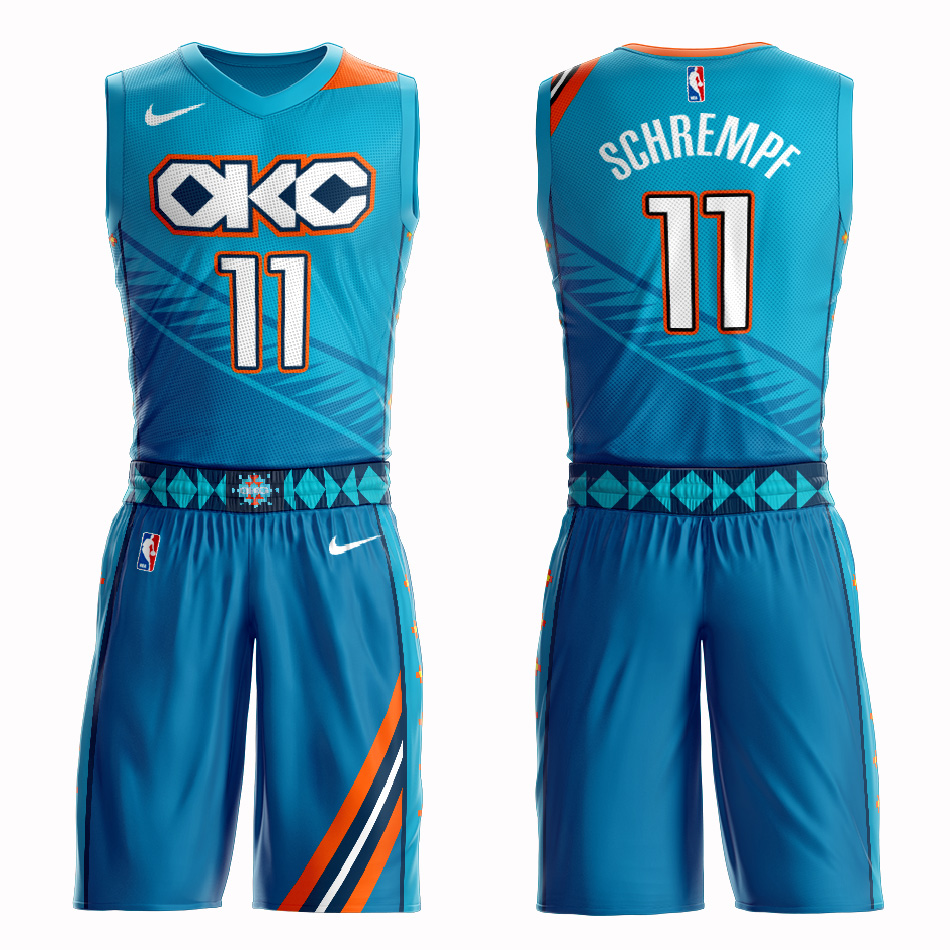 Customized 2019 Men Oklahoma City Thunder #11 Schrempf blue NBA Nike jersey